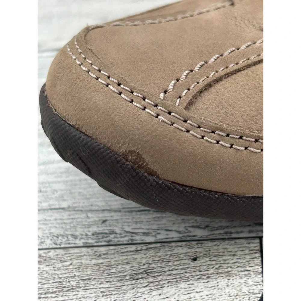 Clarks Women's Taupe Leather Elastic‎ Strap Comfort Loafer Shoes Size 8